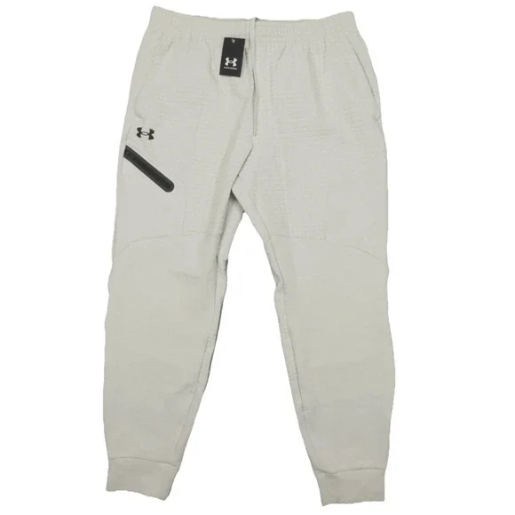 Under Armour Unstoppable Fleece Grid Joggers Cream 1386544-110 Men's‎ Size LARGE - Picture 15 of 15